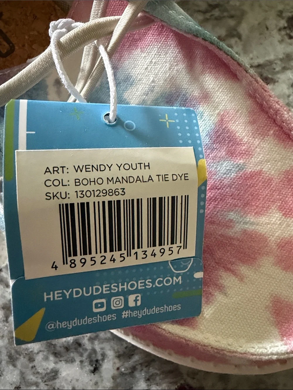 Hey Dude Kids Tie-Dye Moccasins in Pink, Blue & White